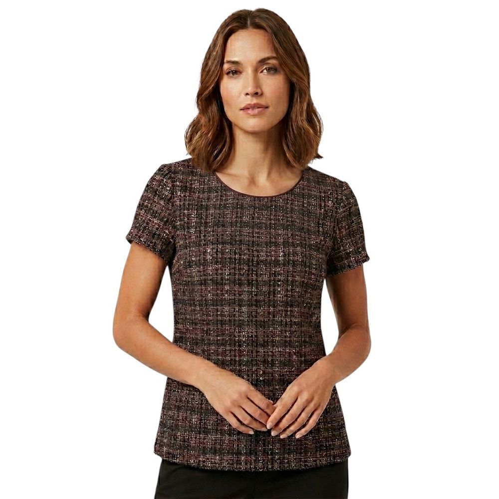 Banana Republic Black Tweed Textured Short Sleeve Top
